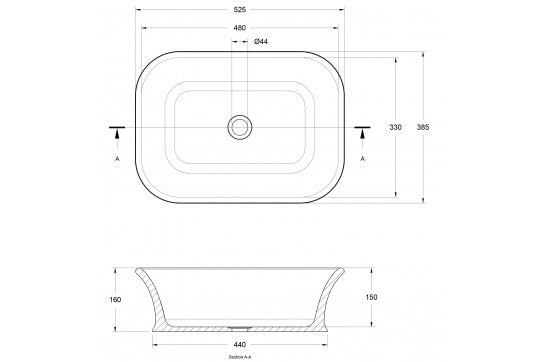 Kirkham 52 x 38 TitanCast Solid Surface Basin - Gloss White