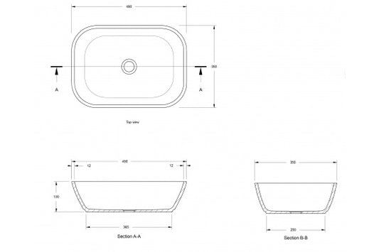 Maldon 49 x 35 TitanCast Solid Surface Above Counter Basin - Satin Silk White