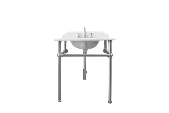 Mayer Basin Stand With 75 x 55 Real Carrara Marble Top - Brushed Nickel