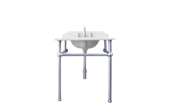 Mayer Basin Stand With 75 x 55 Real Carrara Marble Top - Chrome