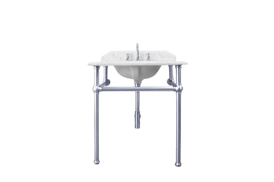 Mayer Basin Stand With 75 x 55 Real Carrara Marble Top - Chrome