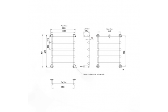 Mayer Liquid-Filled Heated Towel Rail - Brushed Brass