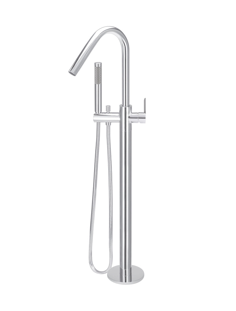 ROUND PADDLE FREESTANDING BATH SPOUT AND HAND SHOWER