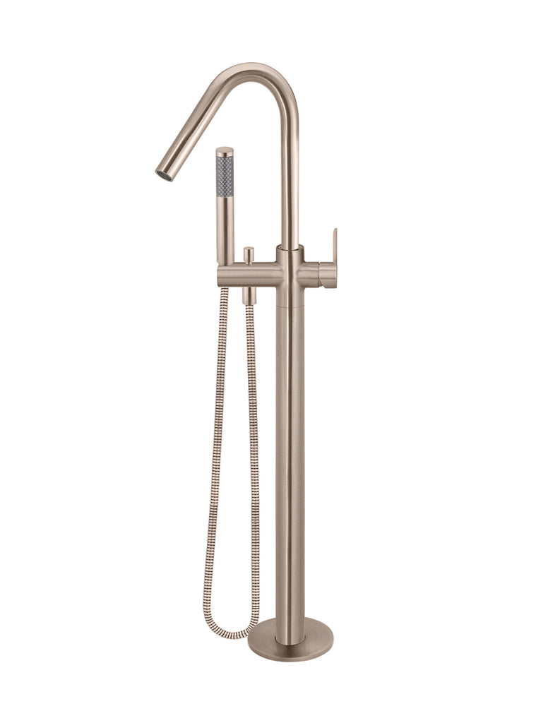 ROUND PADDLE FREESTANDING BATH SPOUT AND HAND SHOWER