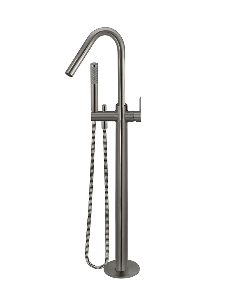 ROUND PADDLE FREESTANDING BATH SPOUT AND HAND SHOWER