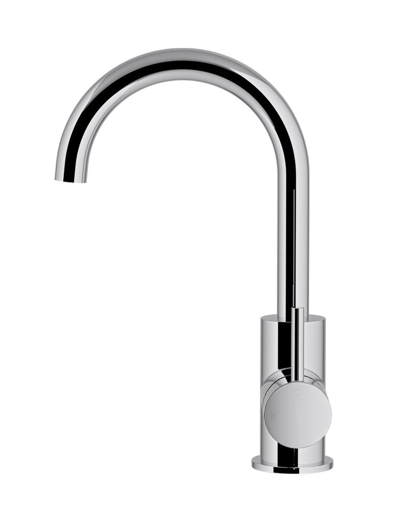 ROUND GOOSENECK BASIN MIXER WITH COLD START