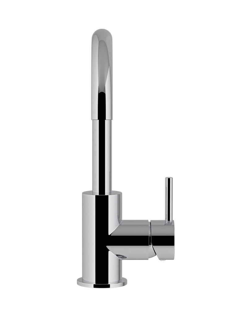 ROUND GOOSENECK BASIN MIXER WITH COLD START