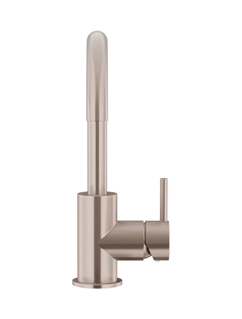 ROUND GOOSENECK BASIN MIXER WITH COLD START