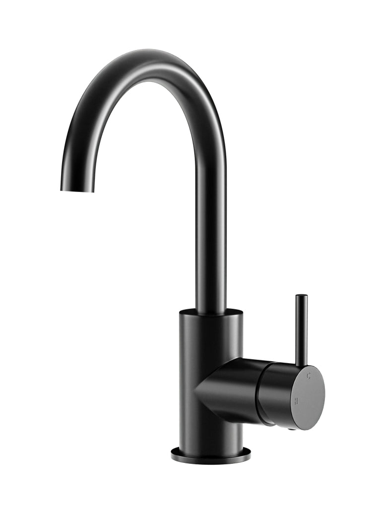 ROUND GOOSENECK BASIN MIXER WITH COLD START