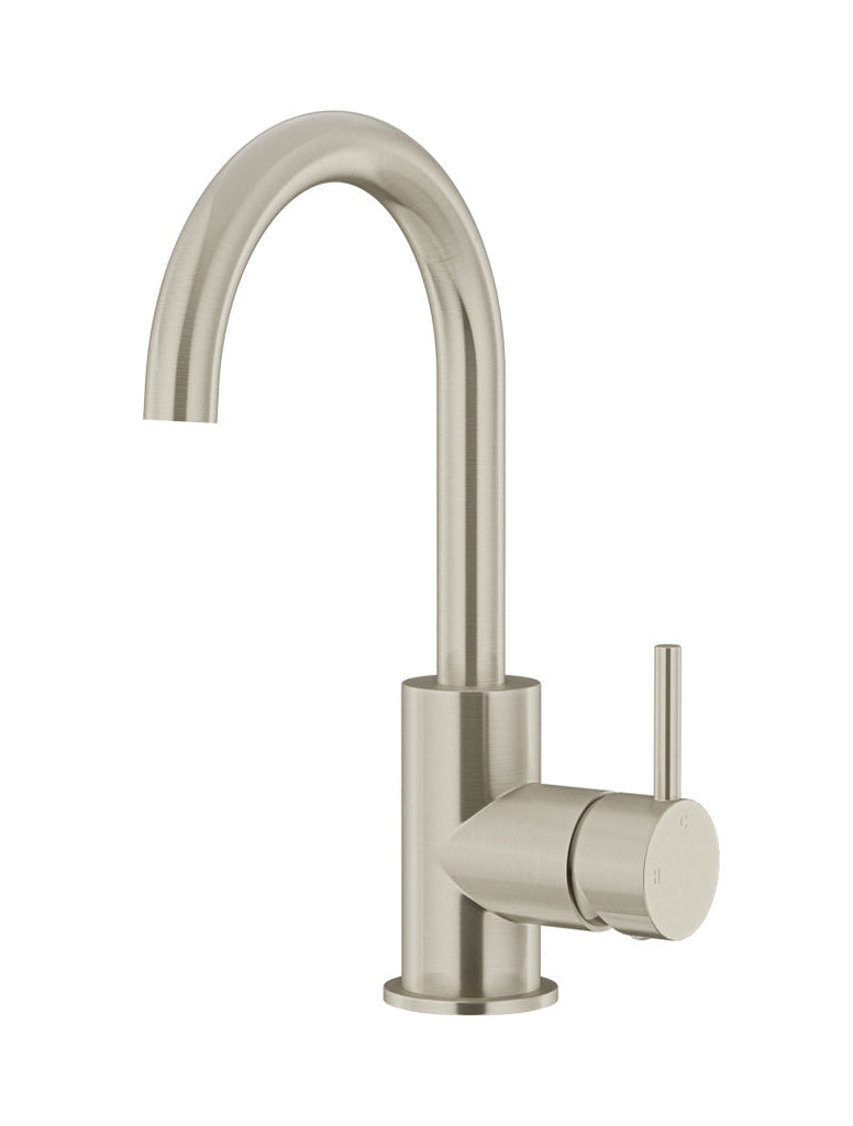 ROUND GOOSENECK BASIN MIXER WITH COLD START