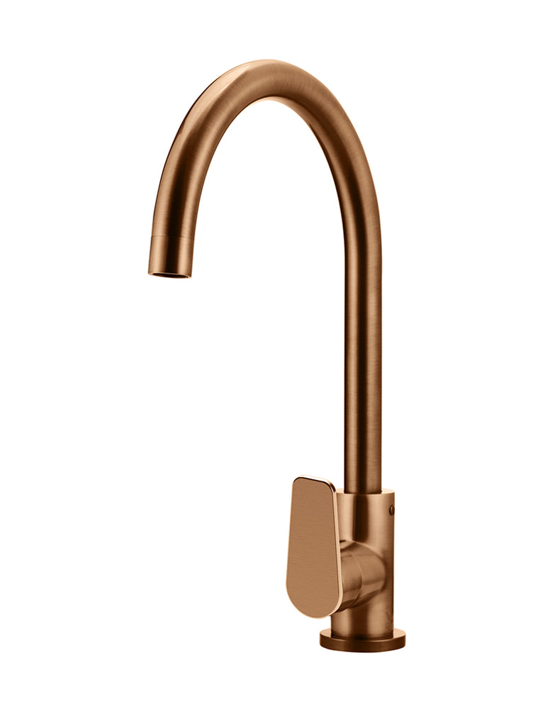 ROUND GOOSENECK KITCHEN MIXER TAP WITH PADDLE HANDLE