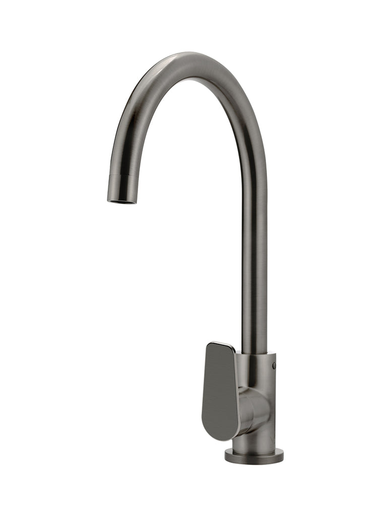 ROUND GOOSENECK KITCHEN MIXER TAP WITH PADDLE HANDLE