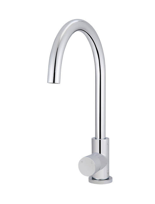 ROUND GOOSENECK KITCHEN MIXER TAP WITH PINLESS HANDLE
