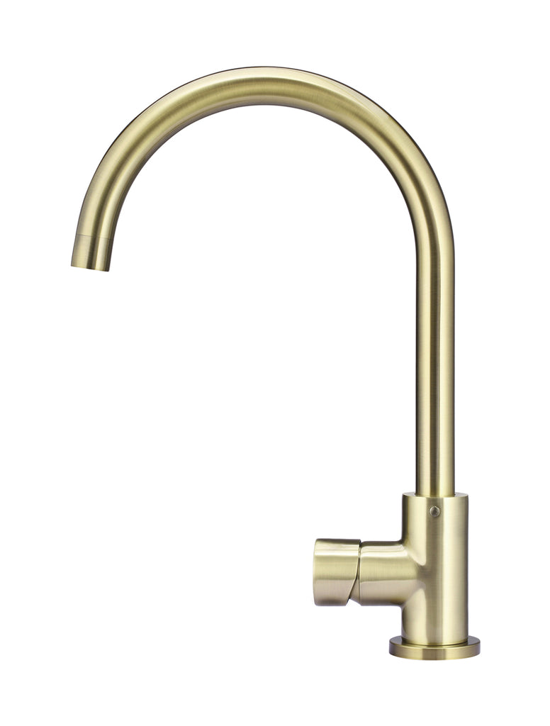 ROUND GOOSENECK KITCHEN MIXER TAP WITH PINLESS HANDLE