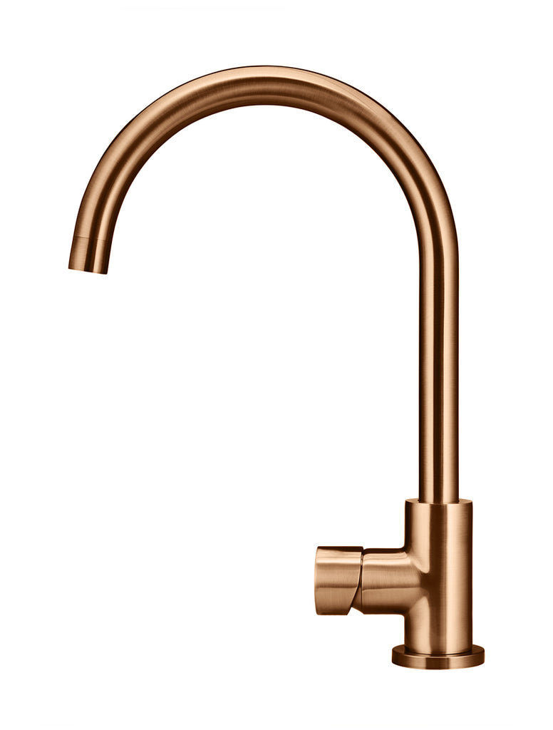 ROUND GOOSENECK KITCHEN MIXER TAP WITH PINLESS HANDLE