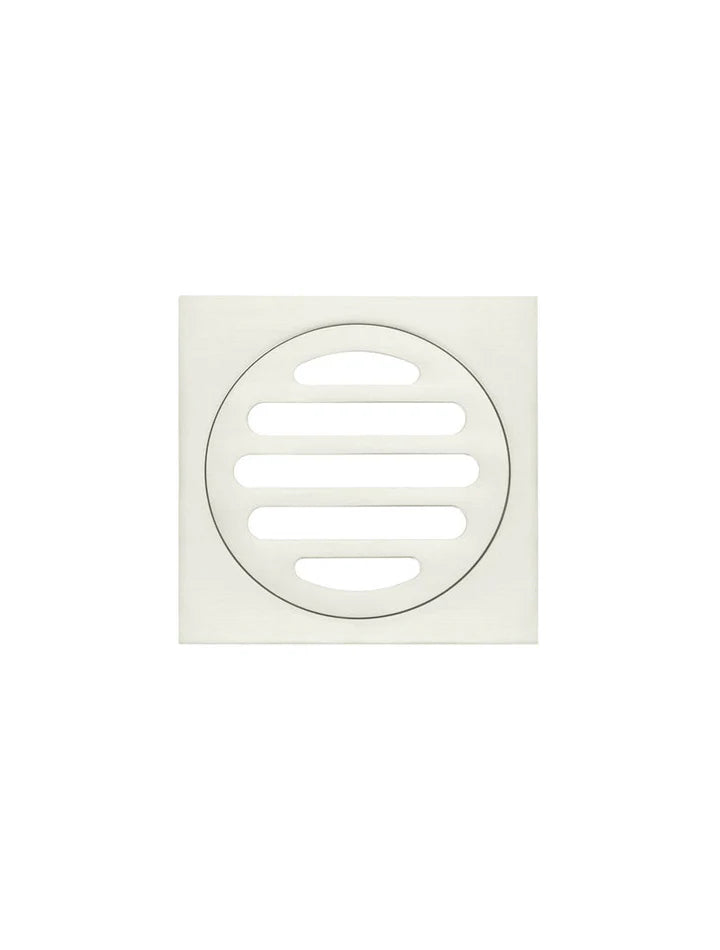 Square Floor Grate Shower Drain 80MM Outlet — PVD Brushed Nickel, Brushed Nickel, Floor Wastes & Drains
