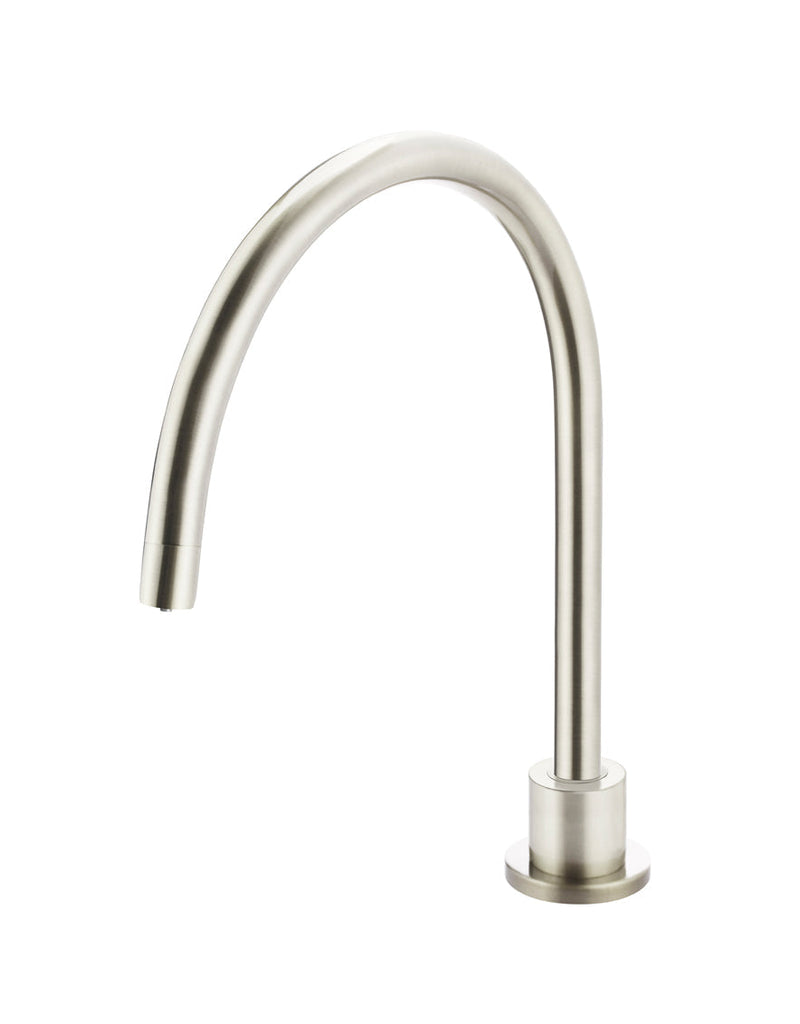 Round Gooseneck High-Rise Swivel Hob Spout — PVD Brushed Nickel, Basin & Bath Spouts