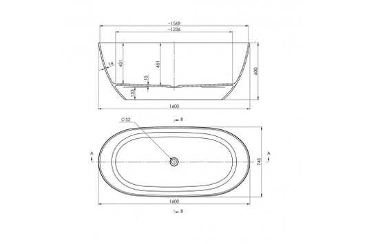 Narva 160 x 74 MagnaCast Free Standing Bath - Matte White