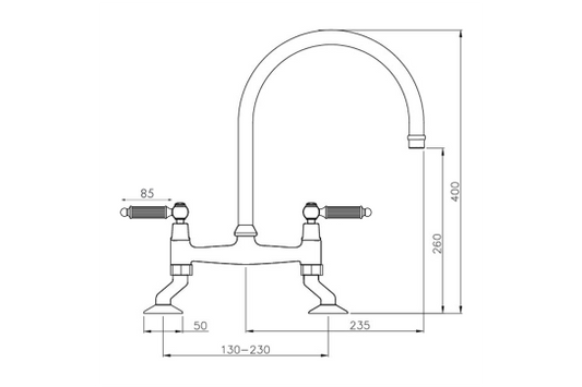 Novanta Bridge Mixer Tap - Brushed Brass