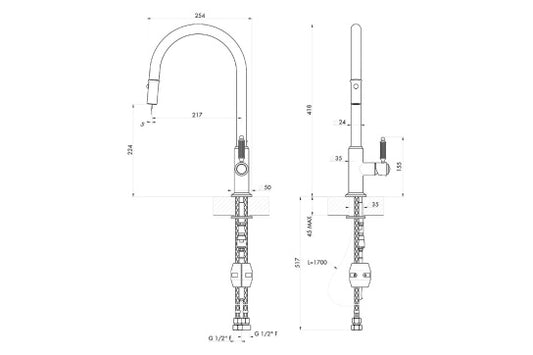 Novanta Pull Out Mixer - Brushed Nickel