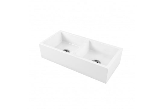 Patri 100 x 47 Fine Fireclay Double Bowl Farmhouse Butler Sink