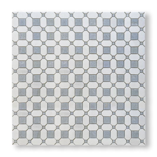 Pambula Cielo Cristallo and Thassos Natural Stone Octagon Mosaic Tile — White, Marble, Stone