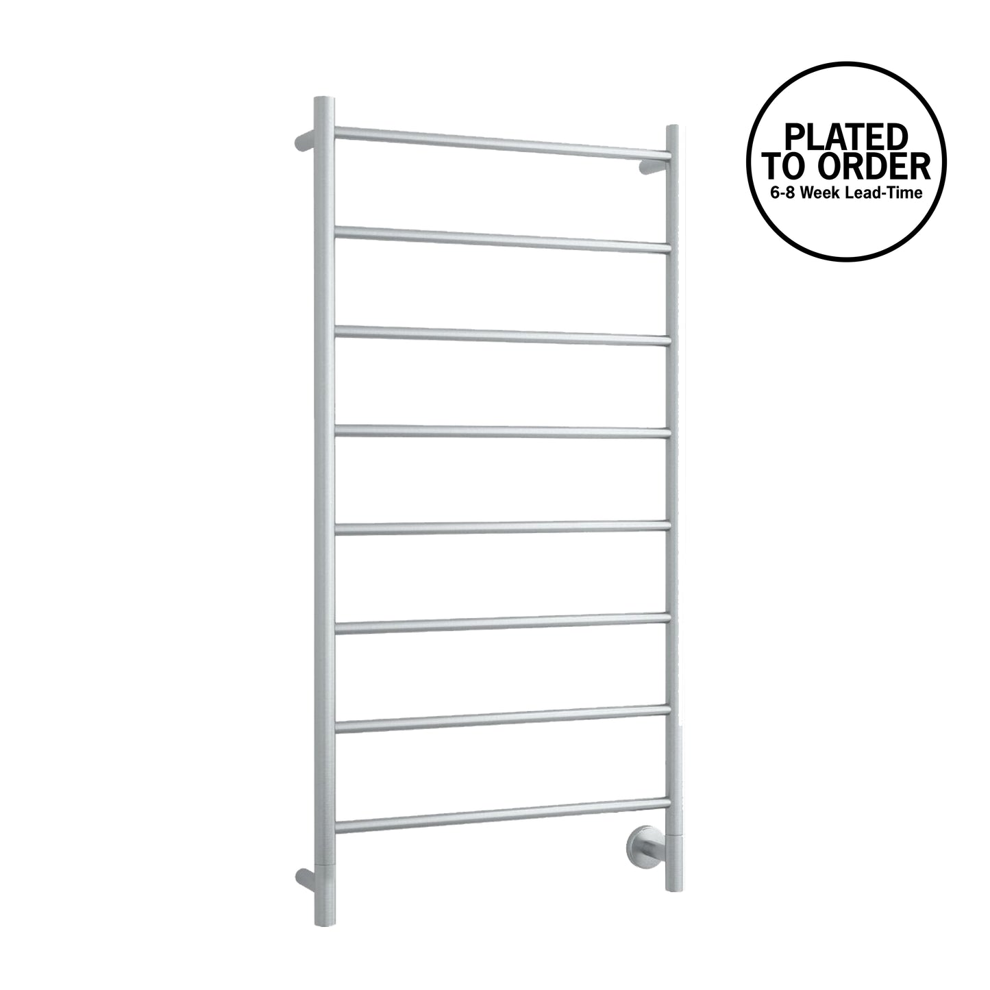 S62SCPR Spartan Eight Straight Round Ladder Polished Heated Towel Rail