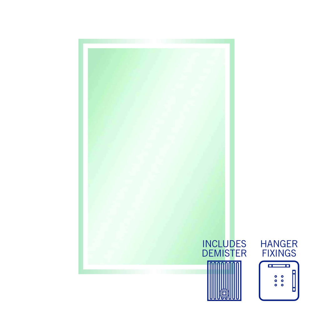 SS1280HND Rectangle Mirror with Sandblasted Border with Demister