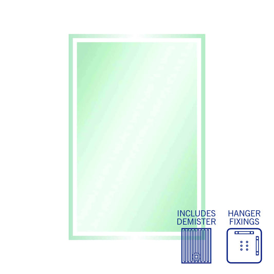 SS1280HND Rectangle Mirror with Sandblasted Border with Demister