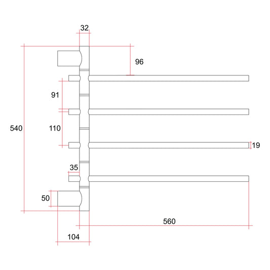 SV41B Black Swivel Heated Towel Rail