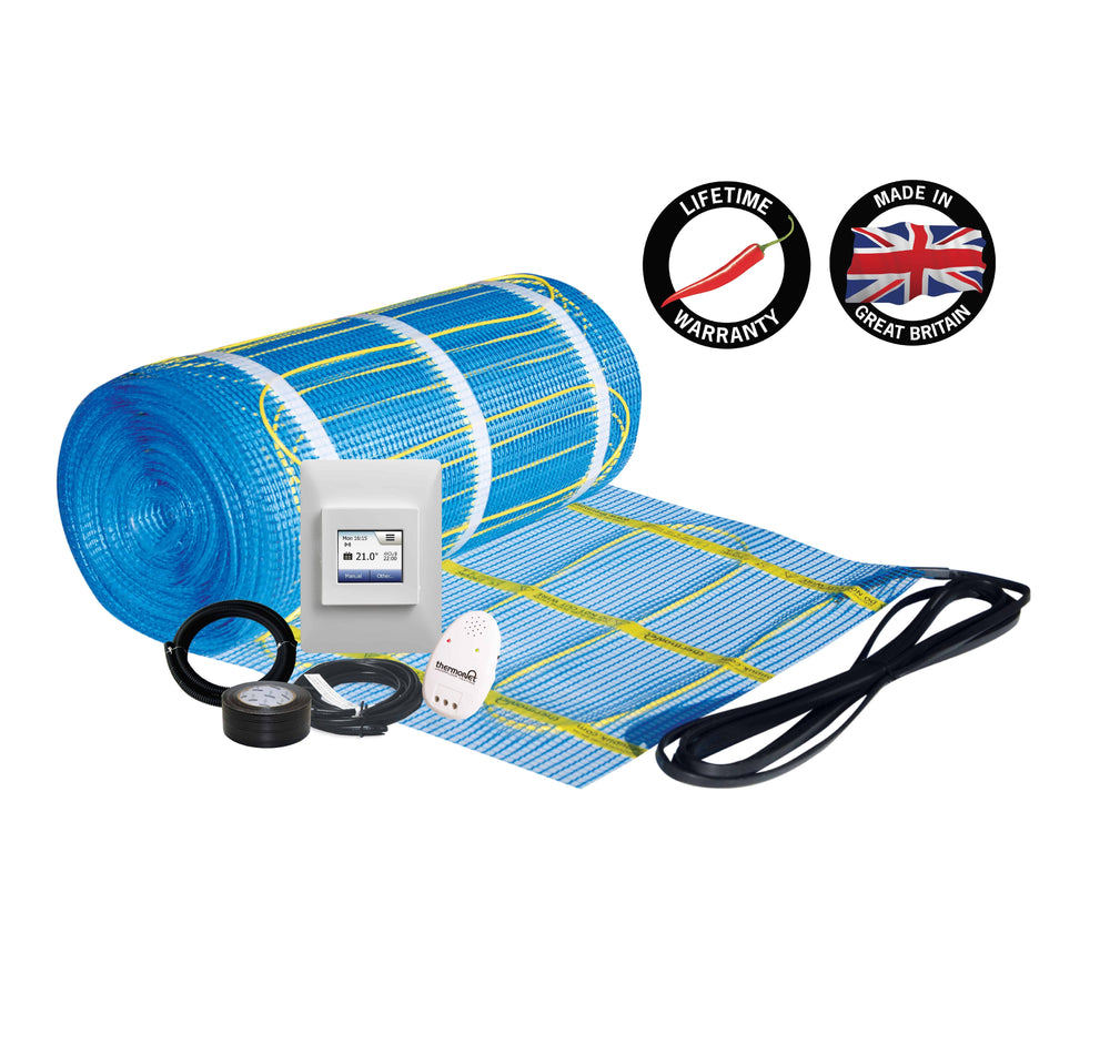 Thermonet 200W/m² In Screed and Bathroom Heating Kit with Wi-Fi Thermostat — 6.5m² 1300Watts Floor Heating Kit Including 5235W Wi-Fi Thermostat
