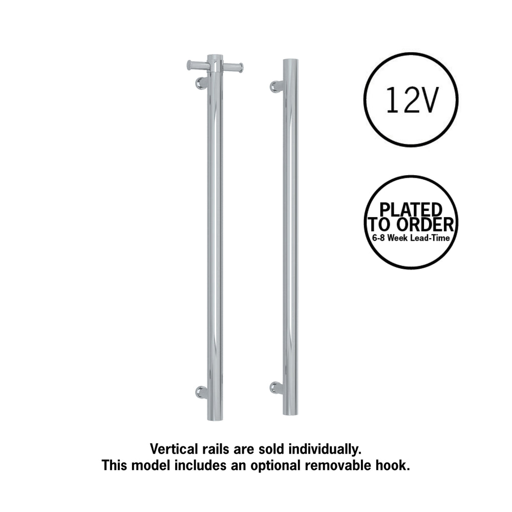 VS900HPL Straight Round 12V Vertical Single Polished Heated Towel Rail