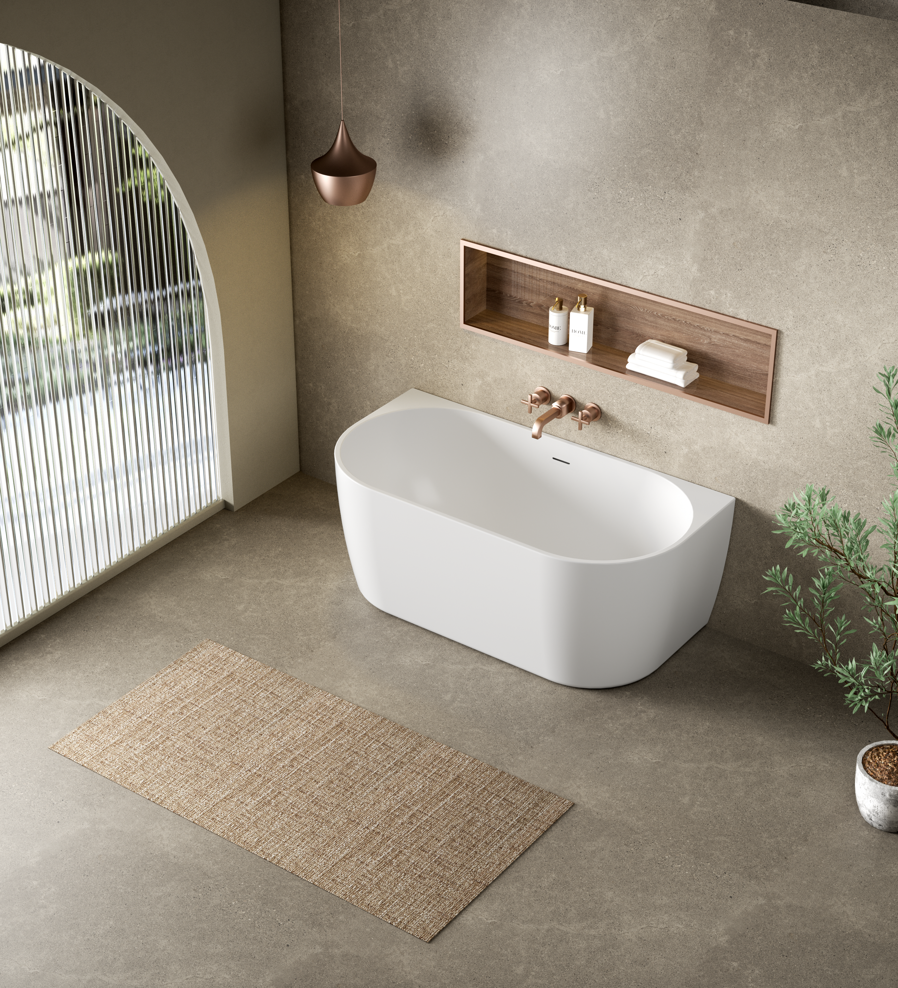 DOVER Back To Wall Free Standing Overflow Bath LK-DV