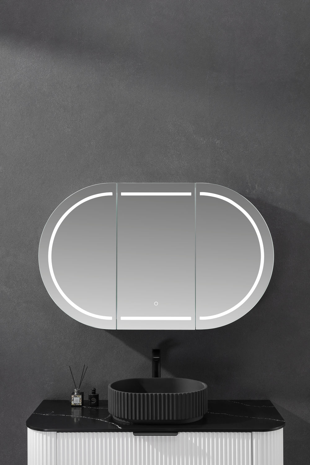 Allison Pill Shaving Cabinets 1200x750x150 LK-MAPLSV1275 — Matte Black, Pill Shape Mirrors