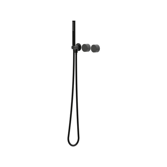 Cahya Wall Progressive Mixer with Diverter & Hand Shower Trim Kit - Matte Black [Electroplated]