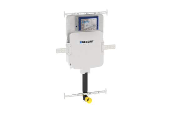 Package - Fino WhisperFlush Gloss White Floor Mounted Pan & Thick Seat + Geberit In-wall Cistern + Flush Plate