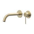 Argia Wall Basin/Bath Mixer Set 220 Curved Spout Lead Free - Brushed Gold [PVD]