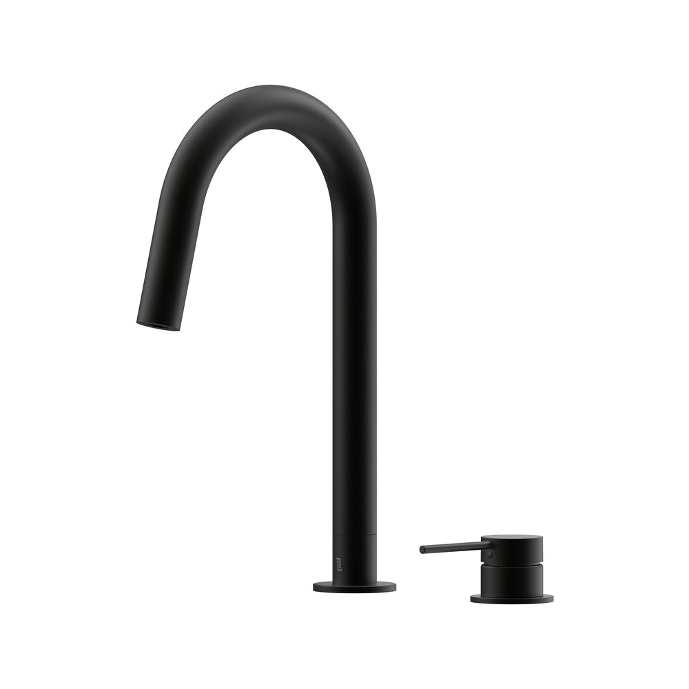 Argia Hob Sink Mixer Set 200 Curved Spout Lead Free - Matte Black [Electroplated]