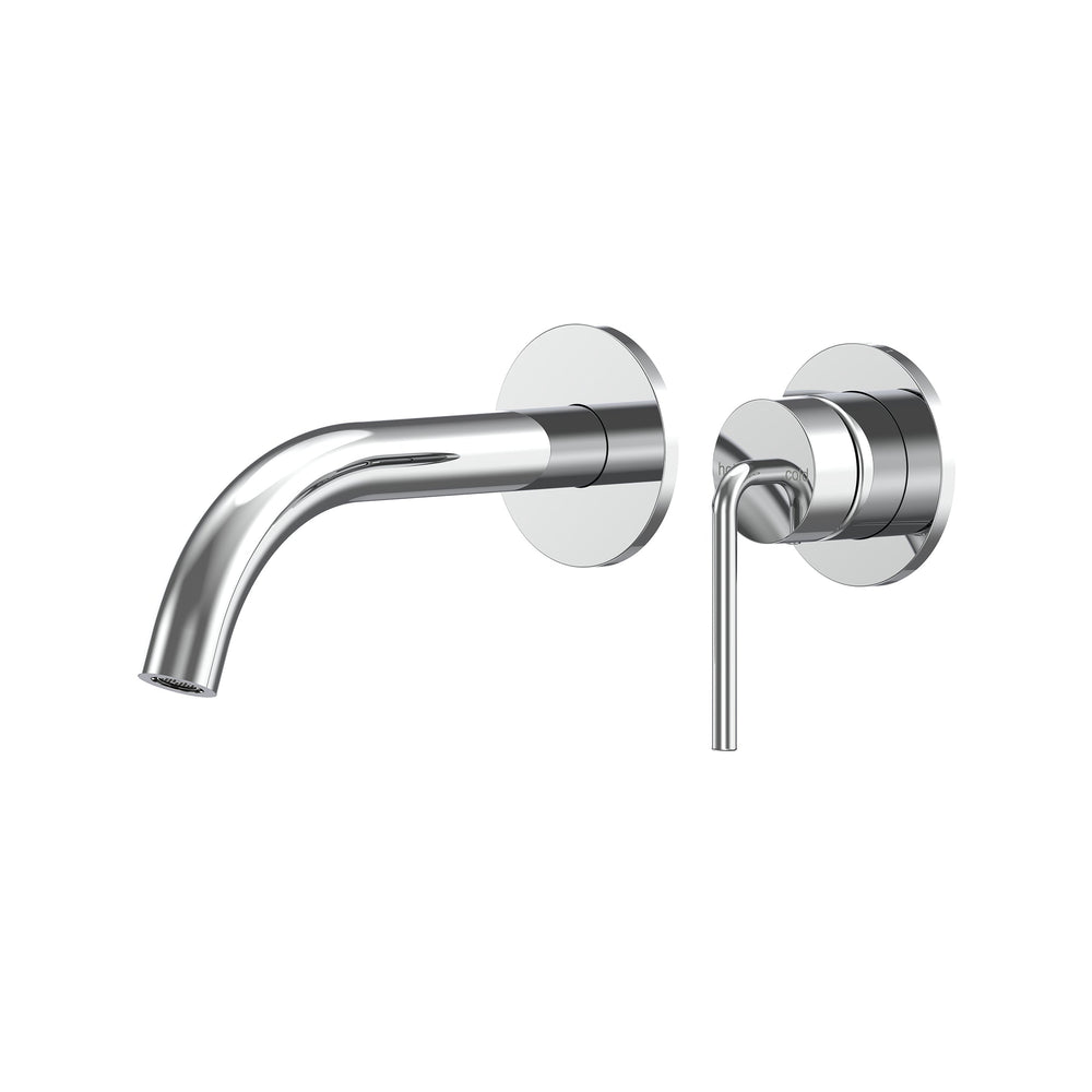 Meira Wall Basin/Bath Mixer Set 180 Curved Spout Lead Free - Chrome