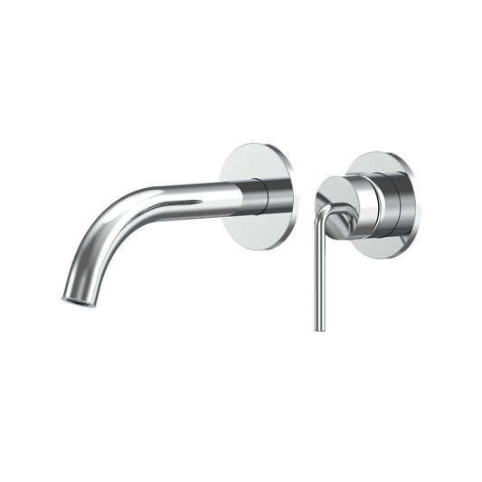 Meira Wall Basin/Bath Mixer Set 180 Curved Spout Lead Free - Chrome