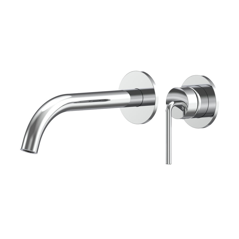Meira Wall Basin/Bath Mixer Set 220 Curved Spout Lead Free - Chrome