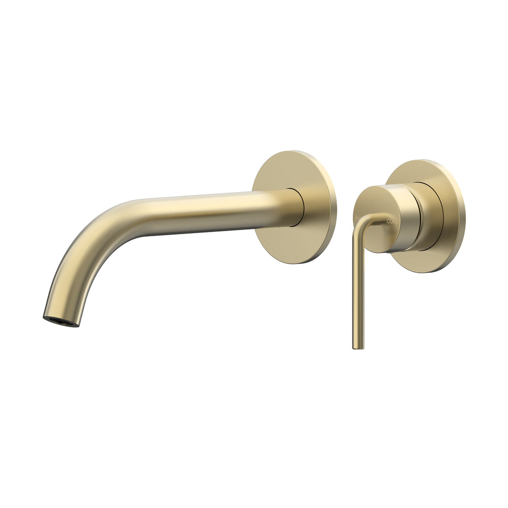 Meira Wall Basin/Bath Mixer Set 220 Curved Spout Lead Free - Brushed Gold [PVD]