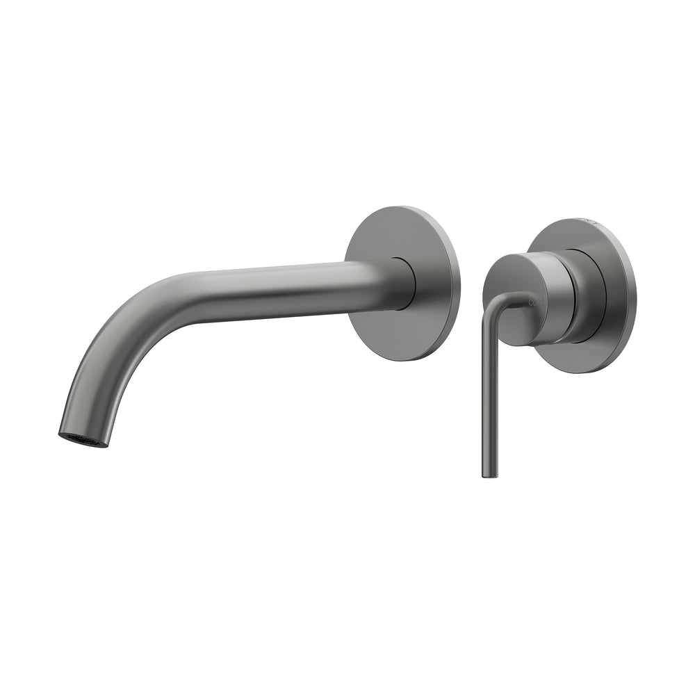 Meira Wall Basin/Bath Mixer Set 220 Curved Spout Lead Free - Gun Metal [PVD]