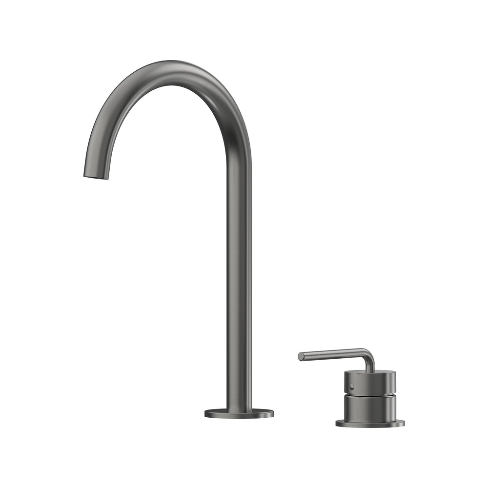 Meira Hob Basin Mixer Set 175 Curved Spout Brushed Gold Lead Free - Gun Metal [PVD]