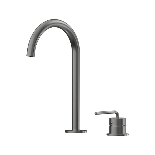 Meira Hob Basin Mixer Set 175 Curved Spout Brushed Gold Lead Free - Gun Metal [PVD]