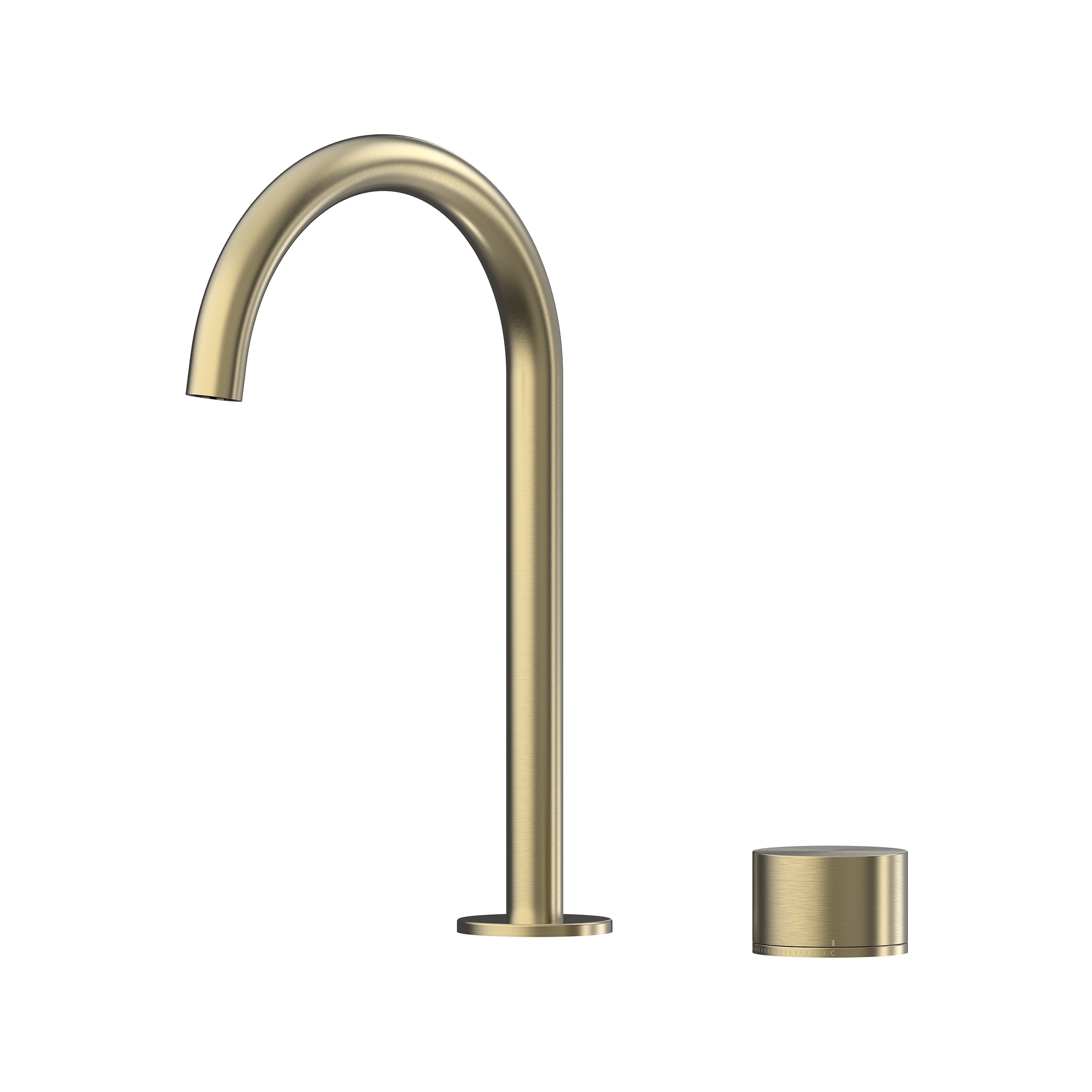 Cahya Hob Progressive Basin Mixer Set 175 Curved Spout Lead Free - Brushed Gold [PVD]