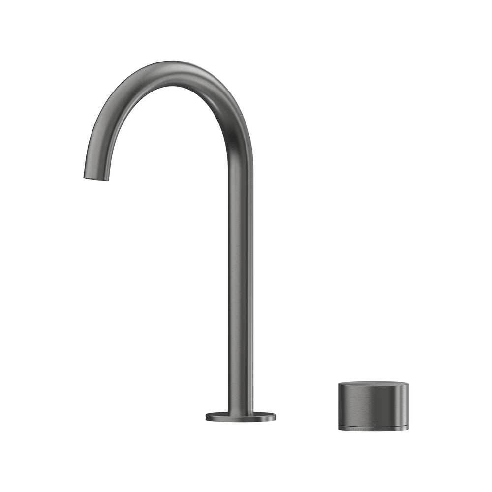 Cahya Hob Progressive Basin Mixer Set 175 Curved Spout Lead Free - Gun Metal [PVD]