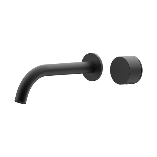 Cahya Wall Basin/Bath Progressive Mixer Set 220 Curved Spout Lead Free - Matte Black [Electroplated]