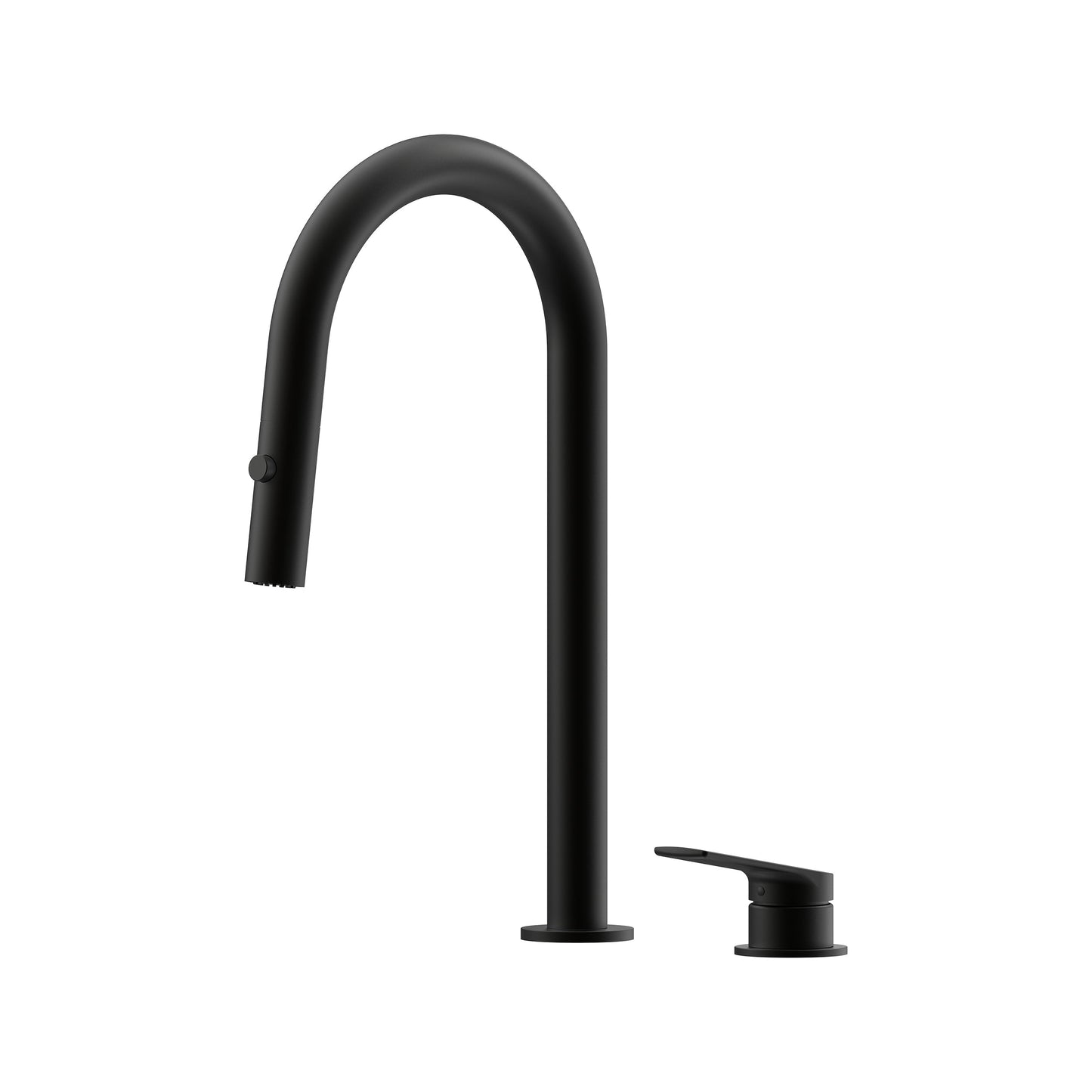 Sereia Hob Pull Out Spray Sink Mixer Set 200 Curved Spout Lead Free - Matte Black [Electroplated]