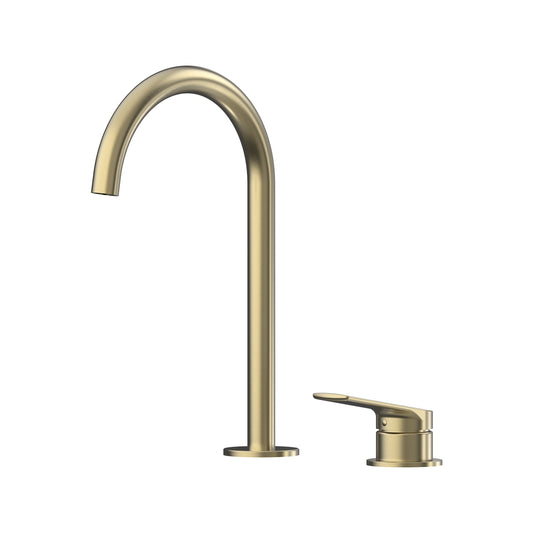 Sereia Hob Basin Mixer Set 175 Curved Spout Lead Free - Brushed Gold [PVD]
